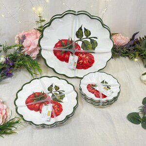 House & Garden Tomatoes Melamine 12 PC Dinnerware Dinner Salad Appetizer Plates
